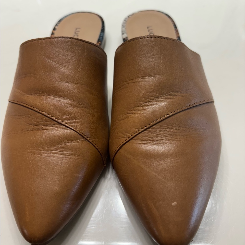 Lucky Brand Tan Leather Mules